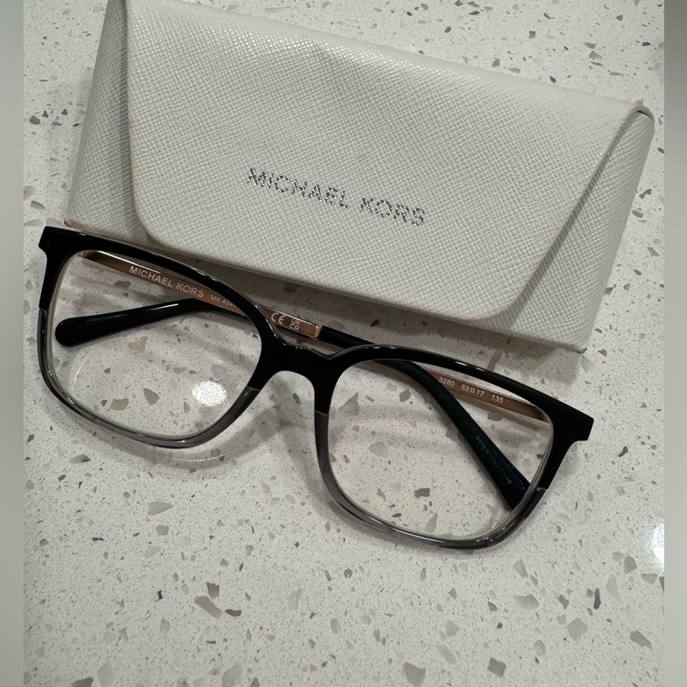 Michael Kors Black and Gray Glasses with White Case